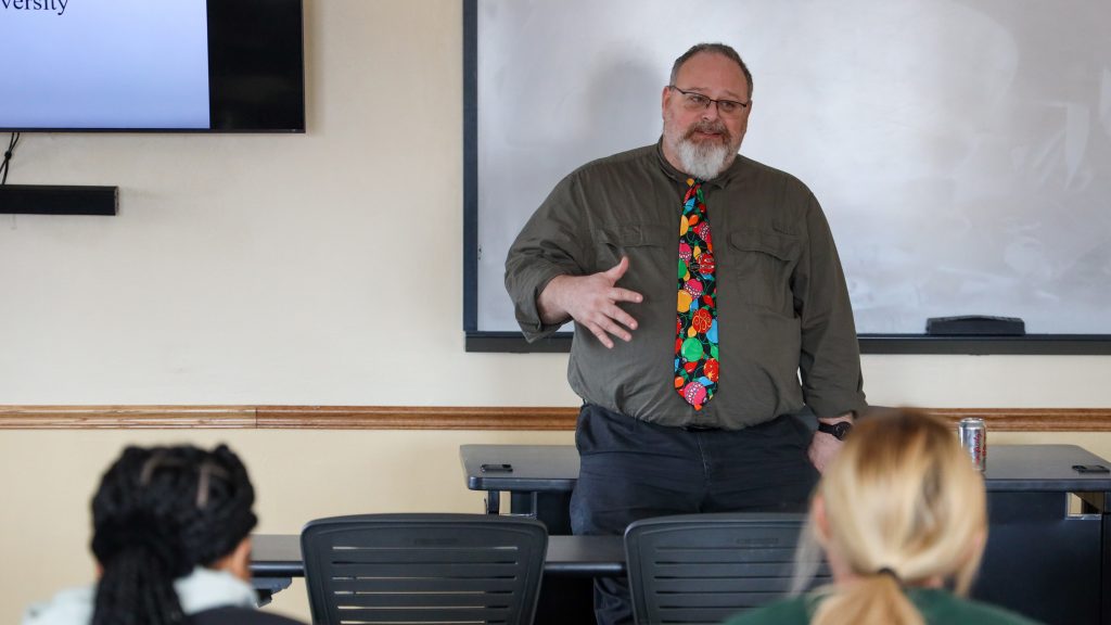 Professor teaching in classroom