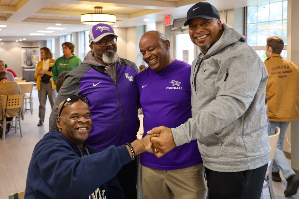 Group of men in Bieber dining Hall