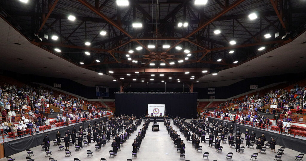 Graduates at ceremony