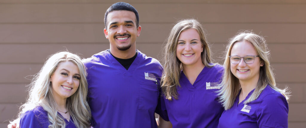 Nursing students on campus