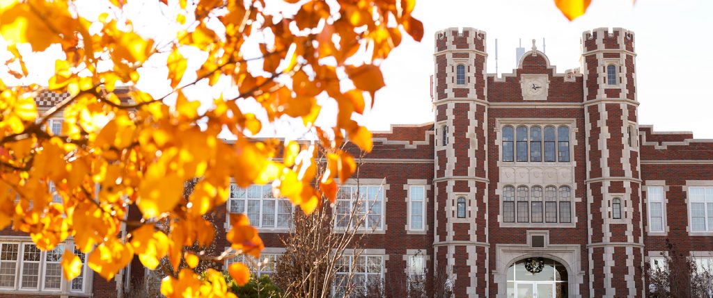 Pioneer Hall with leaves