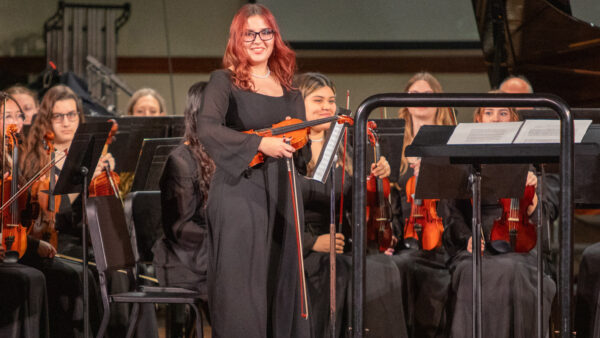 Orchestra on stage - new Sams Chapel