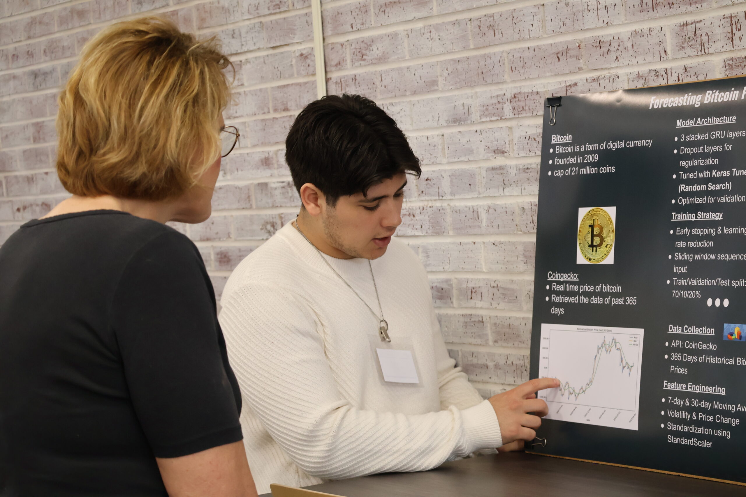Male student giving presentation