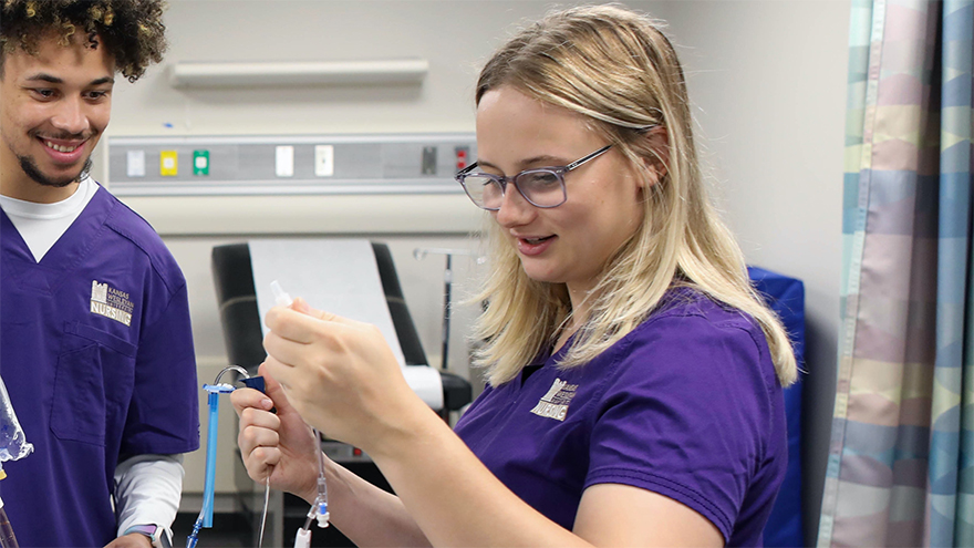 Nursing students working