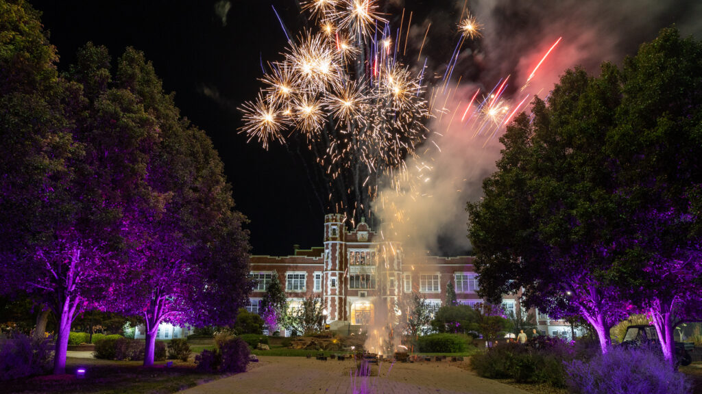 Fireworks over campus
