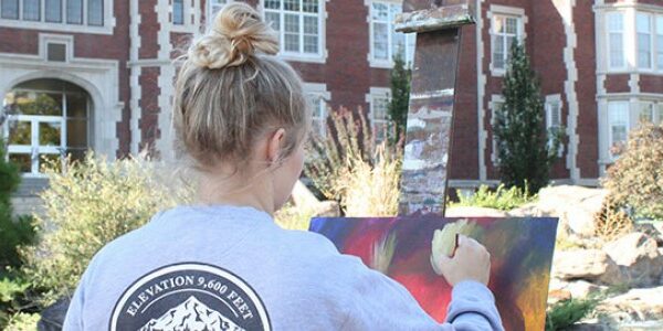 Female student painting