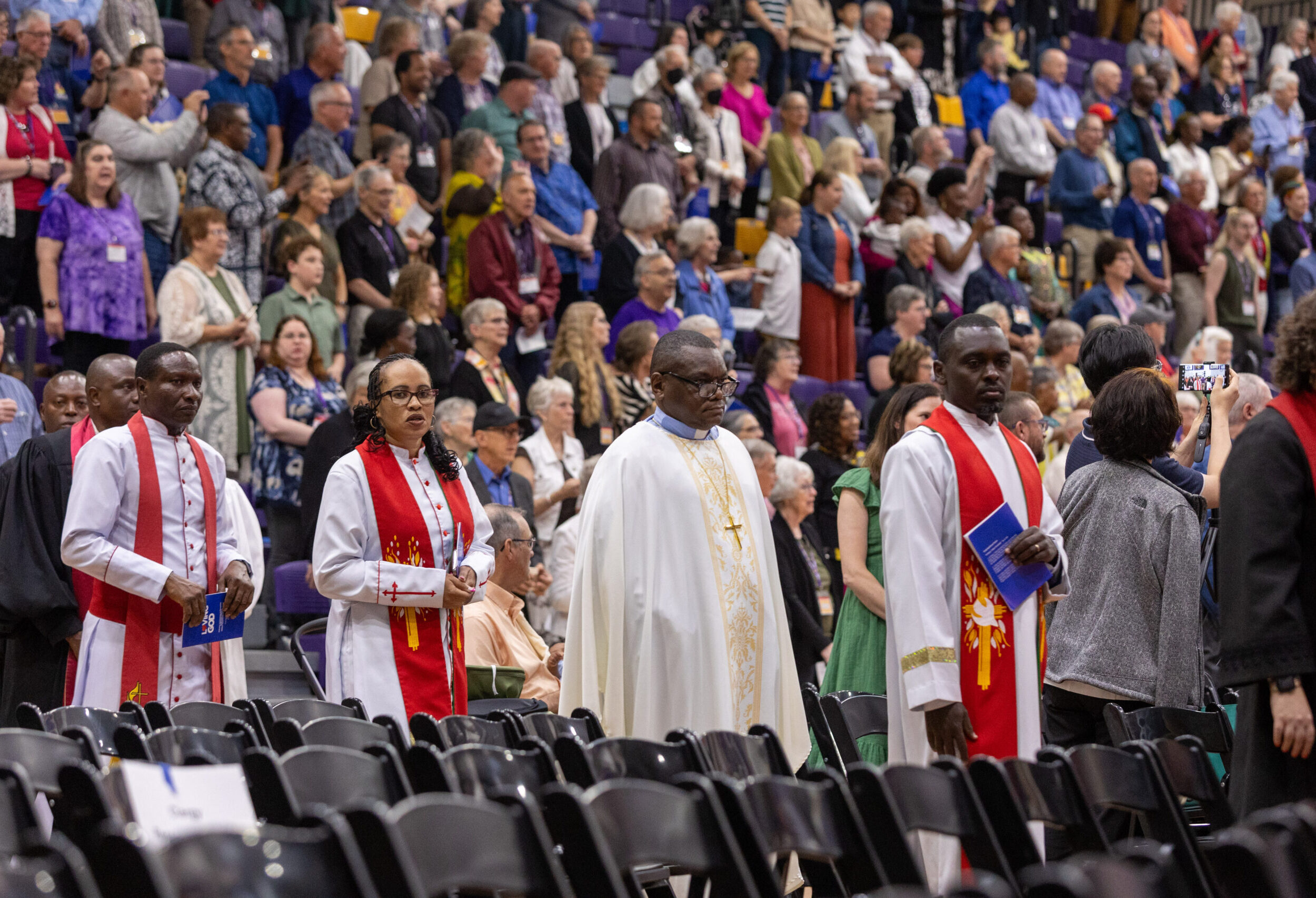 Crowd in audience at service