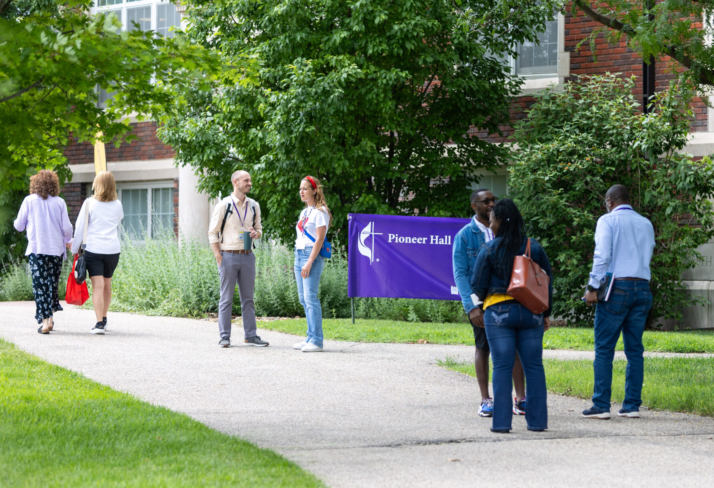 Group walking around outside